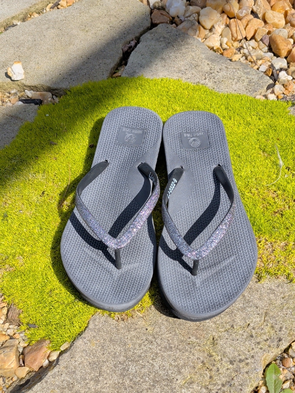 High Tide Women’s Gray Glitter Flip Flop Sandals